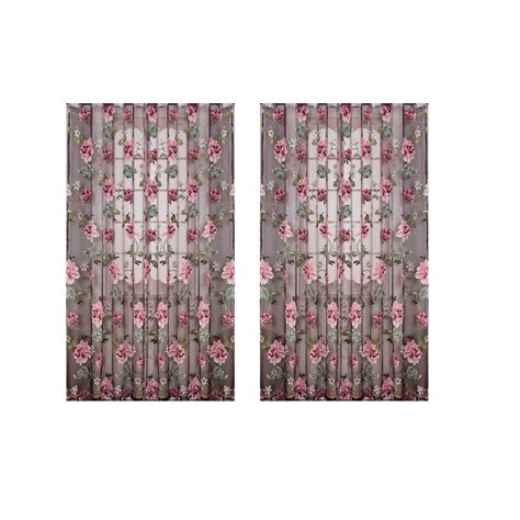 IPEWLEX Sheer Gauze Curtains with Lace Trim & Peony Design, 2-Pack