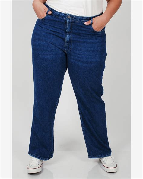 Riachuelo Cal A Feminina Reta Jeans Plus Size Jeans Blue