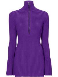 WornOnTV Rebeccas Purple Ribbed Half Zip Sweater On Good Morning