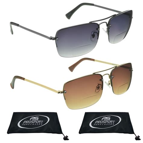 Prosport Aviator Bifocal Reading Sunglass Reader Gunmetal Gradient Smoke And Gold Gradient Brown