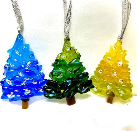 Fused Glass Christmas Tree Ornaments Etsy