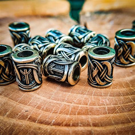 Viking Beard Beads Celtic Knot Hair Rings Runic Beard Beads Etsy