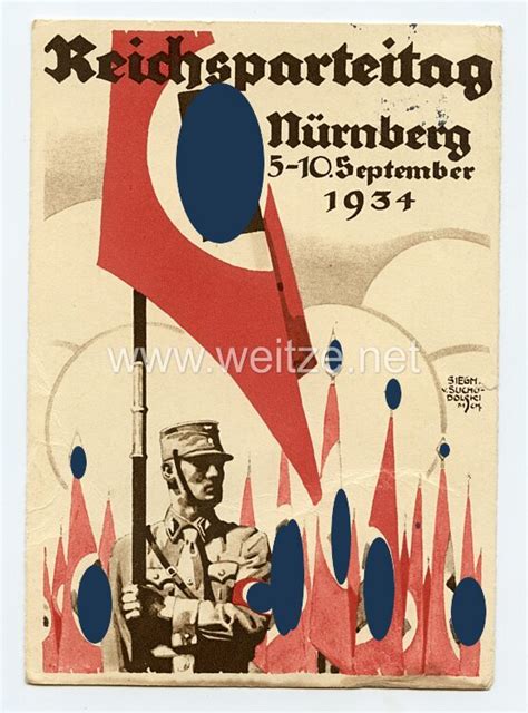 Iii Reich Farbige Propaganda Postkarte Reichsparteitag N Rnberg