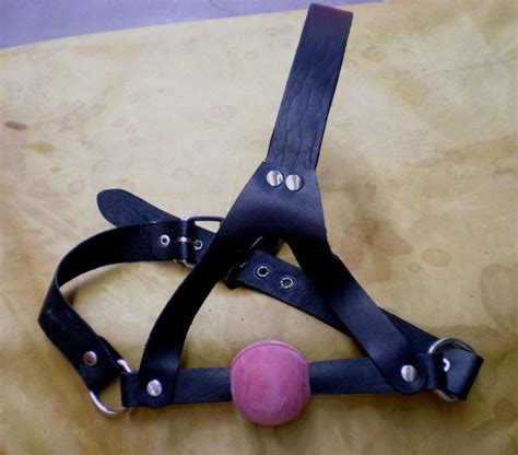 MATURE Bondage Deluxe Gag Leather And Rubber Ball Gag Harness Etsy