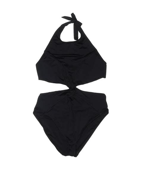 Carmen Marc Valvo Swimwear Solid Tortoise Grid Hearts Graphic Black One