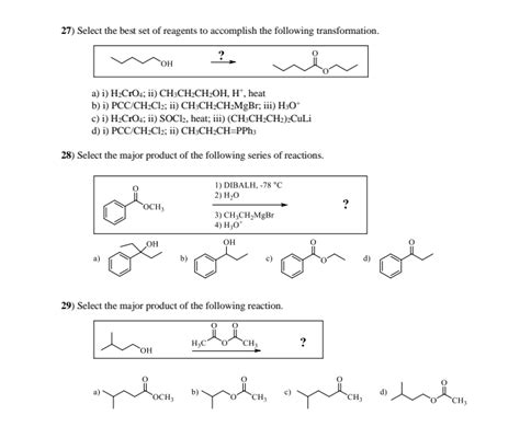 Answered 27 Select The Best Set Of Reagents To Bartleby