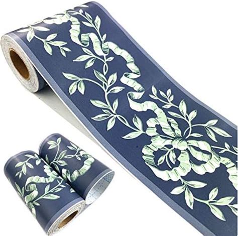 Mesoar Self Adhesive Navy Floral Rattan Wallpaper Border Peel Stick Decorative Ceiling Sticker