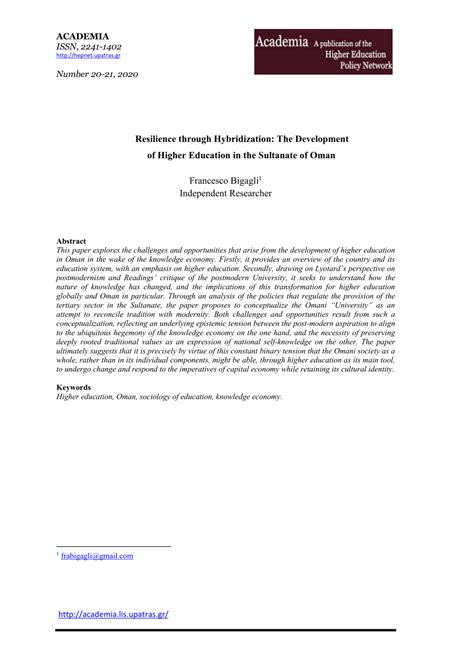 Pdf Resilience Through Hybridization The Development Of Higher