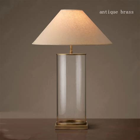 Vintage Style Clear Bedroom Glass Table Lamps Lights Desk Bedside Standard Lighting Free Ems