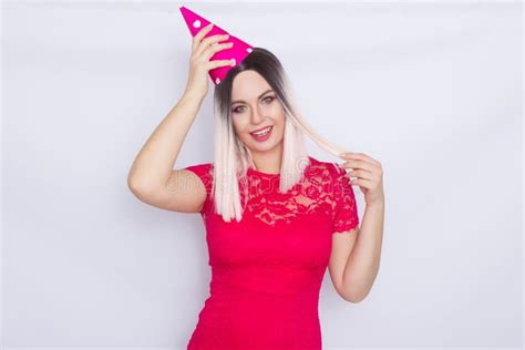 Blonde Woman Celebrating Her Birthday Stock Photo Image Of Colorful Blow 145905590