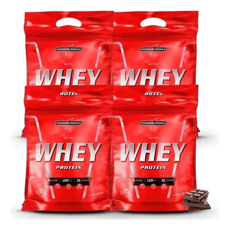 Combo 4x Nutri Whey Refil 907g Integral Medica Sabor Chocolate