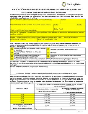 Fillable Online APLICACIN PARA NEVADAPROGRAMAS DE ASISTENCIA Fax Email