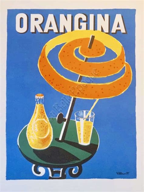 French Mid Century Advertising Poster For Orangina By Modern Artist