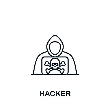 Hacker Icon Monochrome Simple Line Cybercrime Icon For Templatesweb