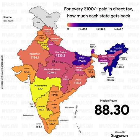 For every ₹100/- paid in direct tax, how much each state gets back : r/pune