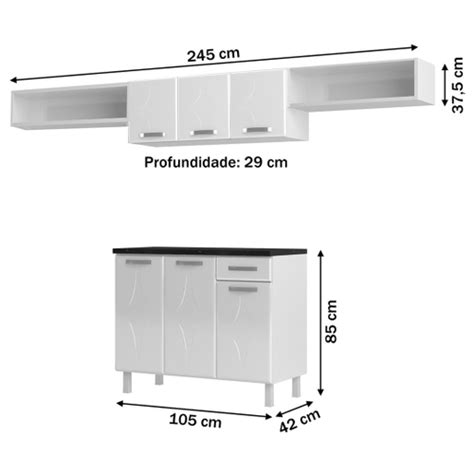 Cozinha De A O Compacta Rubi Portas Gaveta Branco Telasul Em