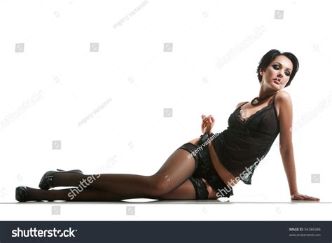 Portrait Sexy Woman Posing Black Lingerie Stock Photo Shutterstock