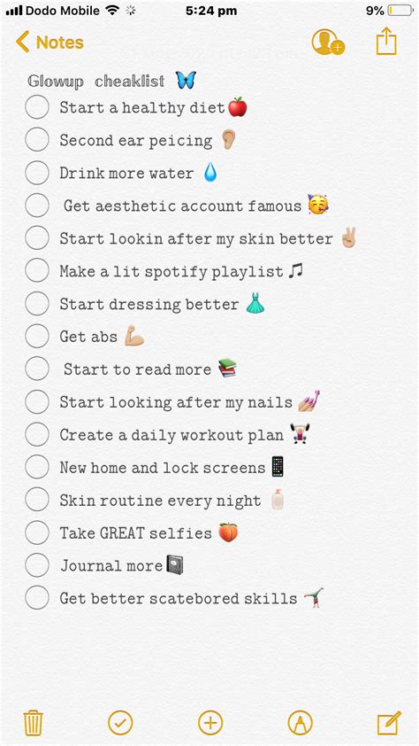 Glo Up Checklist