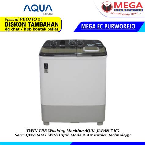 Jual MESIN CUCI AQUA 2 TABUNG QW 760XT 7KG TUTUP BENING HIJAB SERIES QW