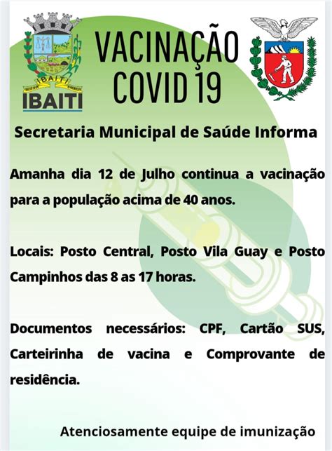 A Voz de Ibaiti e Região IBAITI Vacinação continua para pessoas