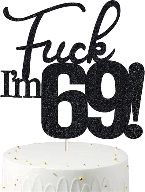 Amazon.com: 69 Cake Toppers, 69 Birthday Cake Toppers-Black Glitter ...