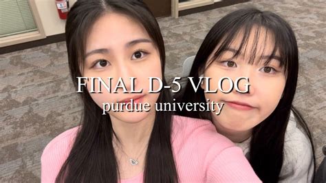 vlog FINALS D 5 VLOG 퍼듀 컴싸 1학년 2학기 기말고사 브이로그 도서관에서 앞머리 자르기