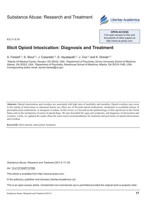 (PDF) Illicit Opioid Intoxication: Diagnosis and Treatment