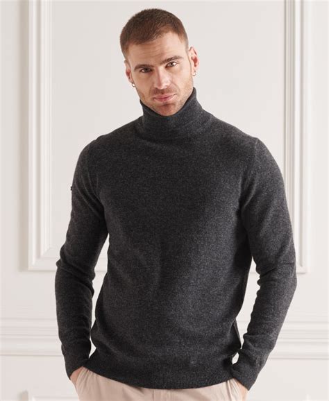 Navy Merino Roll Neck Sweater