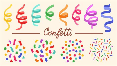 Serpentine Carnival Ribbons And Confetti Set Vector Colorful Paper