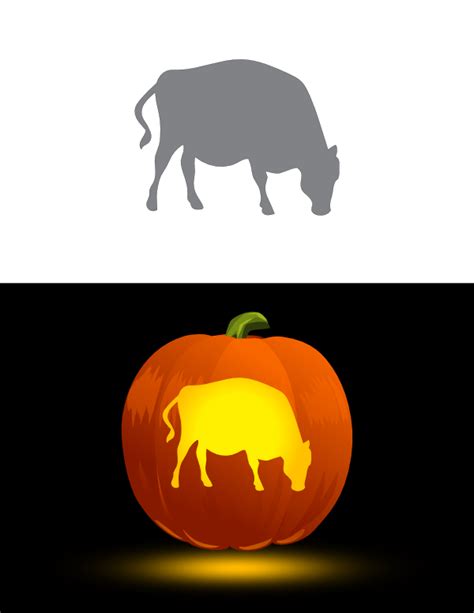 Printable Grazing Cow Pumpkin Stencil