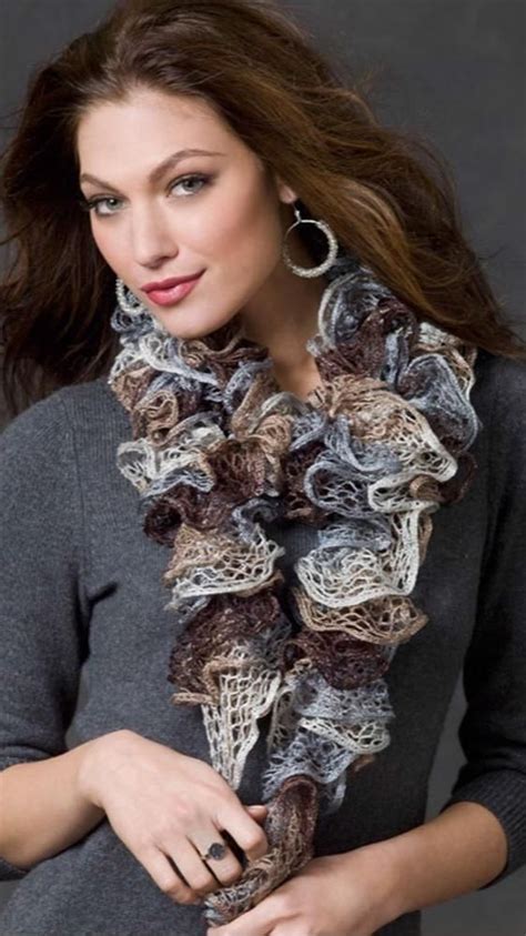 Smoky Swirls Scarf In Red Heart Boutique Sashay Lw2920 Knitting Patterns Crochet Ruffle