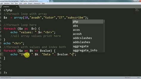 Array Foreach In Php Array For Loop In Php Php Tutorial Avadh