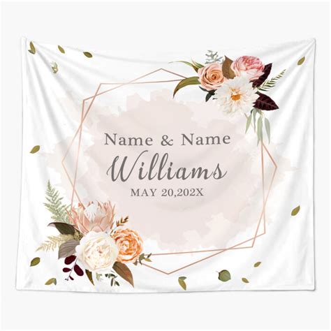 Lofaris Personalized Couples Name Fall Flower Photo Wedding Backdrop