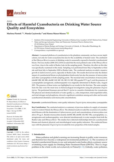 (PDF) Effects of Harmful Cyanobacteria on Drinking Water Source Quality ...