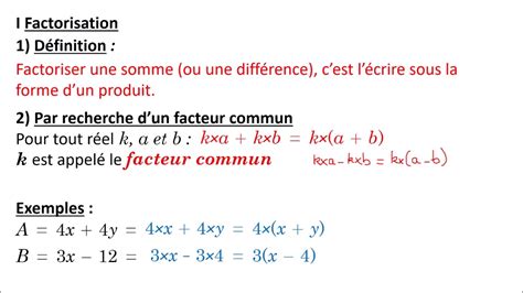 F1 Factorisation Avec Facteur Commun YouTube