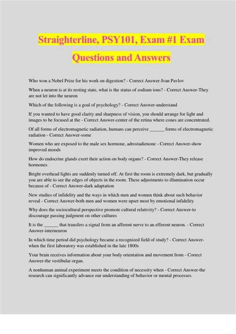 Straighterline Psy Exam Exam Questions And Answers