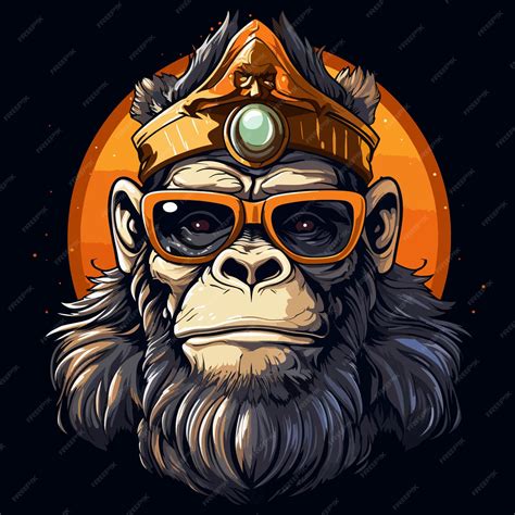 premium vector ape cartoon  crown  sun glasses vector illustration