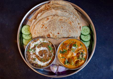 Homemade Indian Food Thali Paneer Tikka Masala Indian Style Dal