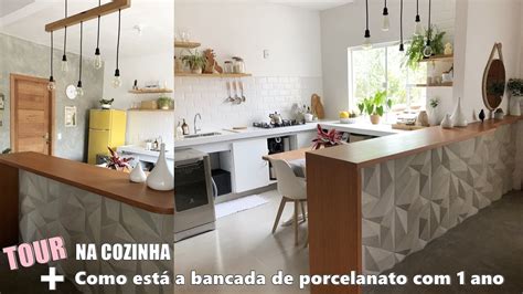 Tour Na Cozinha Como T A Bancada De Porcelanato Hoje Vamos Fazer