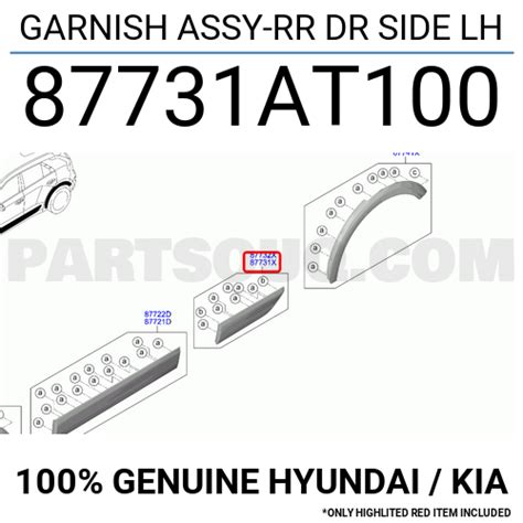 GARNISH ASSY RR DR SIDE LH 87731AT100 Hyundai KIA Parts PartSouq