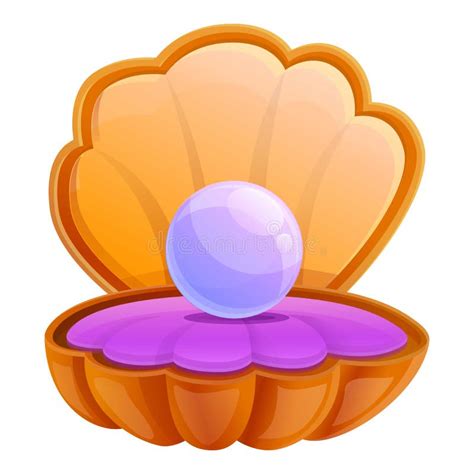 Purple Pearl Shell Icon Cartoon Style Stock Vector Illustration Of