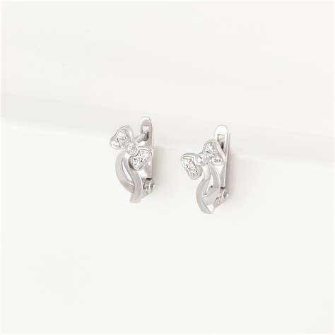 Серебряные серьги детские с фианитами 000-359055 | Купить в рассрочку в ...