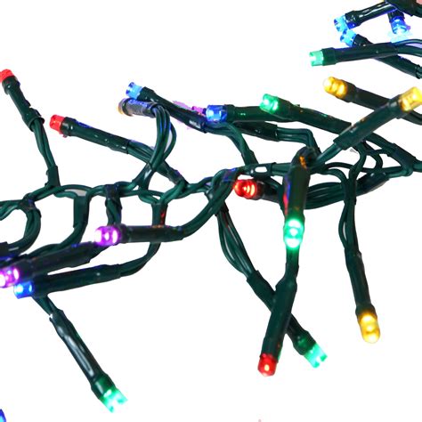 Count Multicolor Led Cluster Christmas Lights On Green Wire