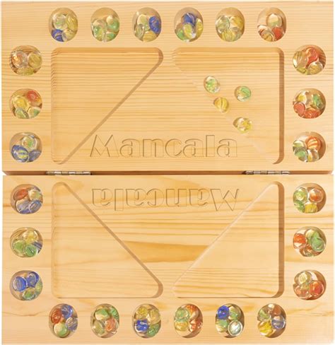 4 Players Mancala Board Game Solid Wood Folding Mancala