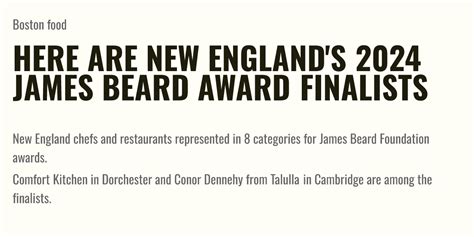 Here Are New England S 2024 James Beard Award Finalists Briefly