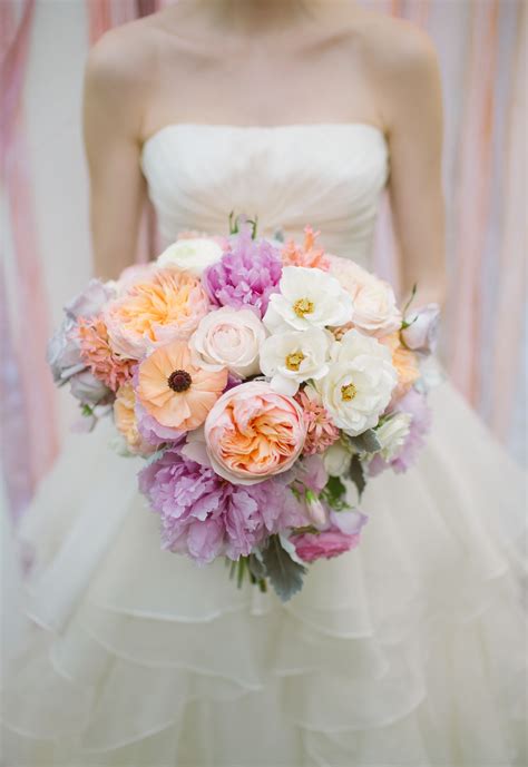 Pink Peach And Lavender Spring Bridal Bouquet