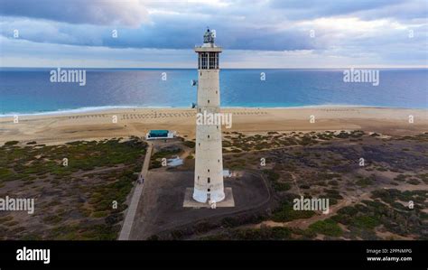 Aerial View Of The Morro Jable Lighthouse Built On Marshland Between