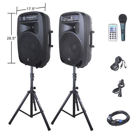 Proreck W Powered Dj Pa Speaker System Mixer Stands Bluetooth