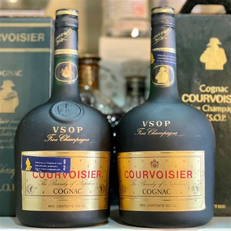 1l Courvoisier Vsop Cognac Green Bottle Screwcap 1980s 1970s 1000mls Food And Drinks Beverages