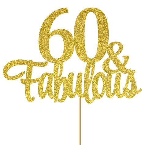 SVM CRAFT Gold Glitter 60 Fabulous Cake Topper 60 Anniversary